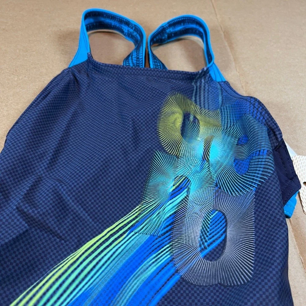 Arena Girls‎ Parrot V Back One Piece Swimsuit Navy Turquoise 22PO00251 Size 6